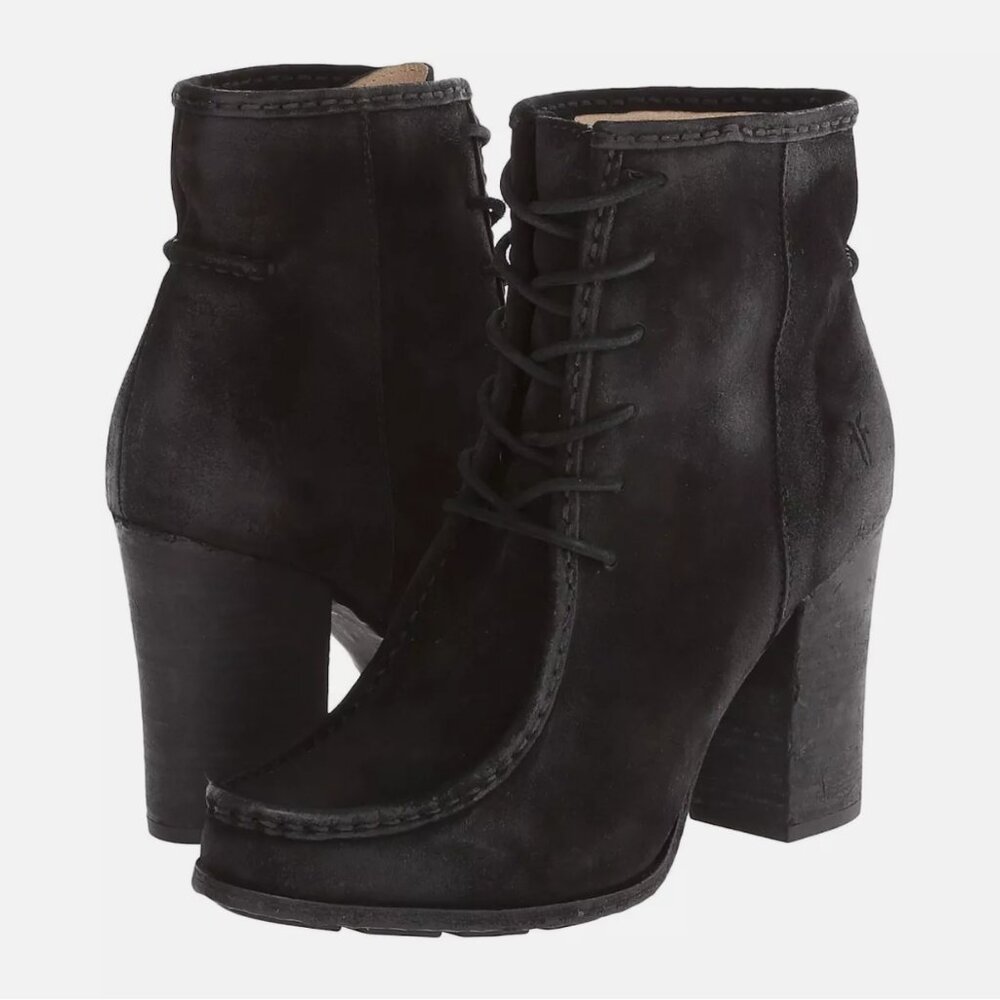 Frye Parker Moc Ankle Black Oiled Suede Boots Booties